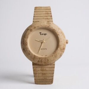 Tango Unisex Quartz Watch Beige Camouflaged Round Face Gold Hands Japan Movement